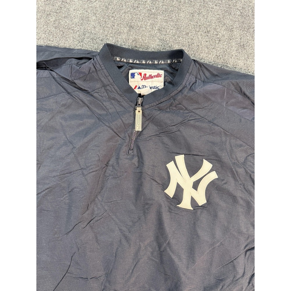 New York Yankees‎ Jacket Mens XL Blue MLB Baseball Majestic Pullover Half Zip